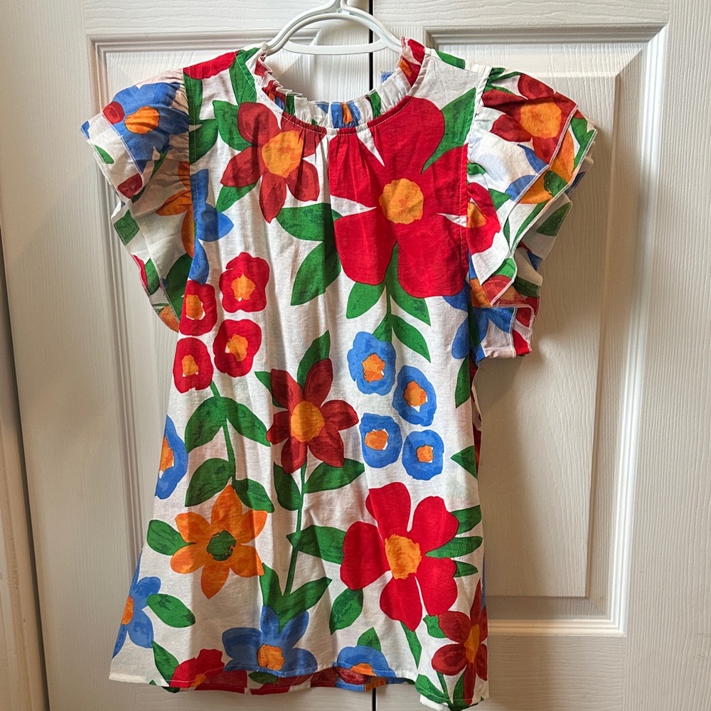 Floral Multicolor Ruffle Sleeve Top